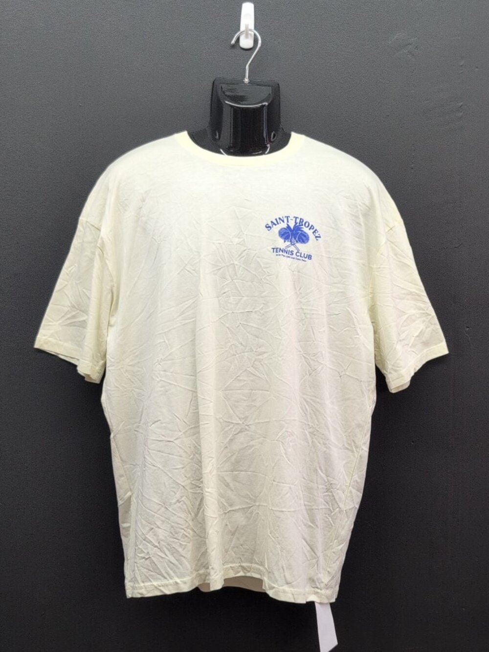 BoohooMAN Tall Oversized Saint Tropez Print T-Shirt Medium Ecru NWT